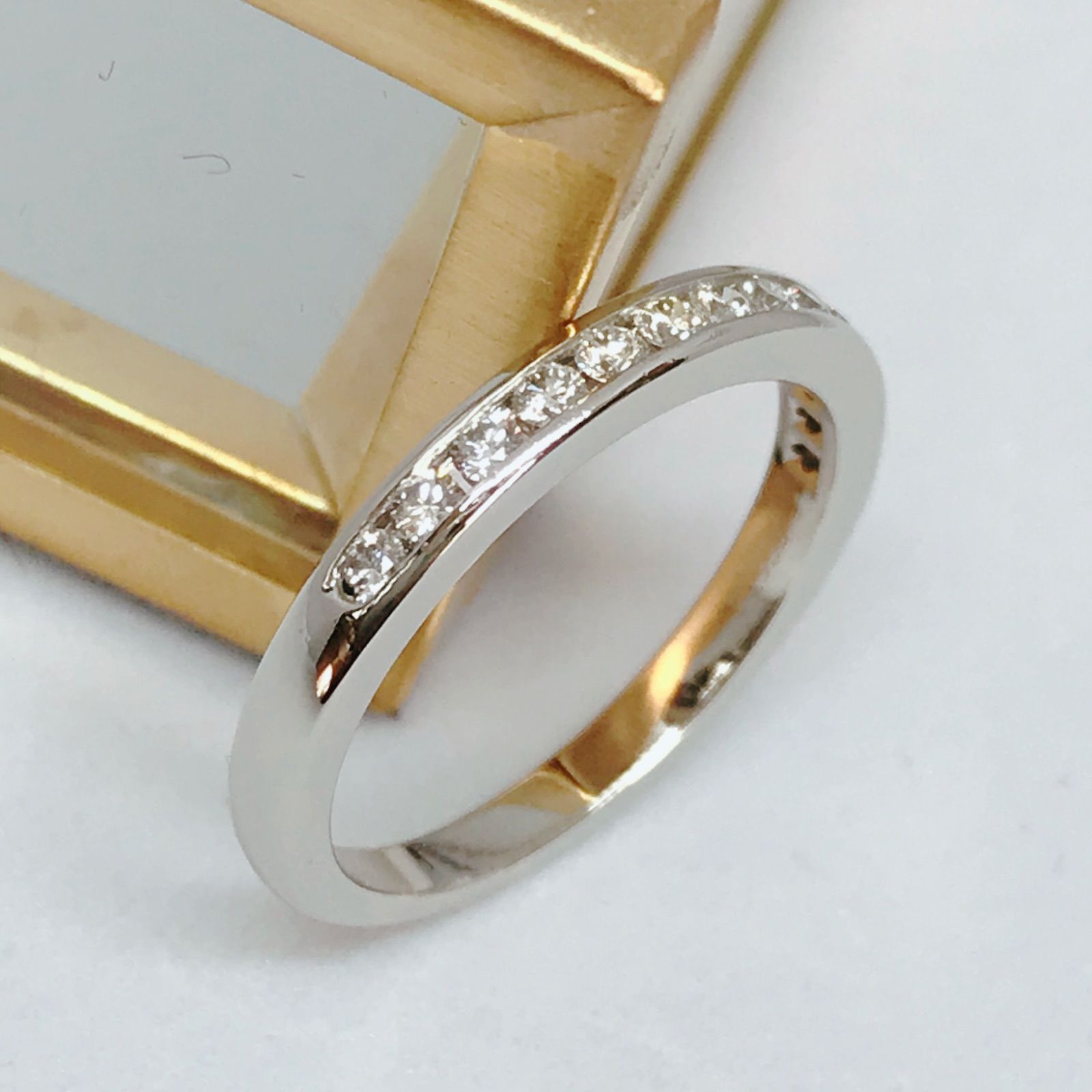 ティファニー　Tiffany ハーフエタニティ　リング　8号　ダイヤ ティファニー8号 ハーフエタニティリング 90新 vg cond. ダイヤ