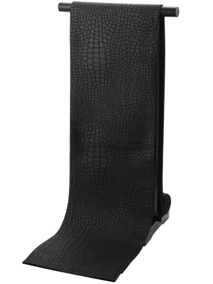 仕立て上がり振袖用 クロコ風 型押し柄 袋帯 全通 黒