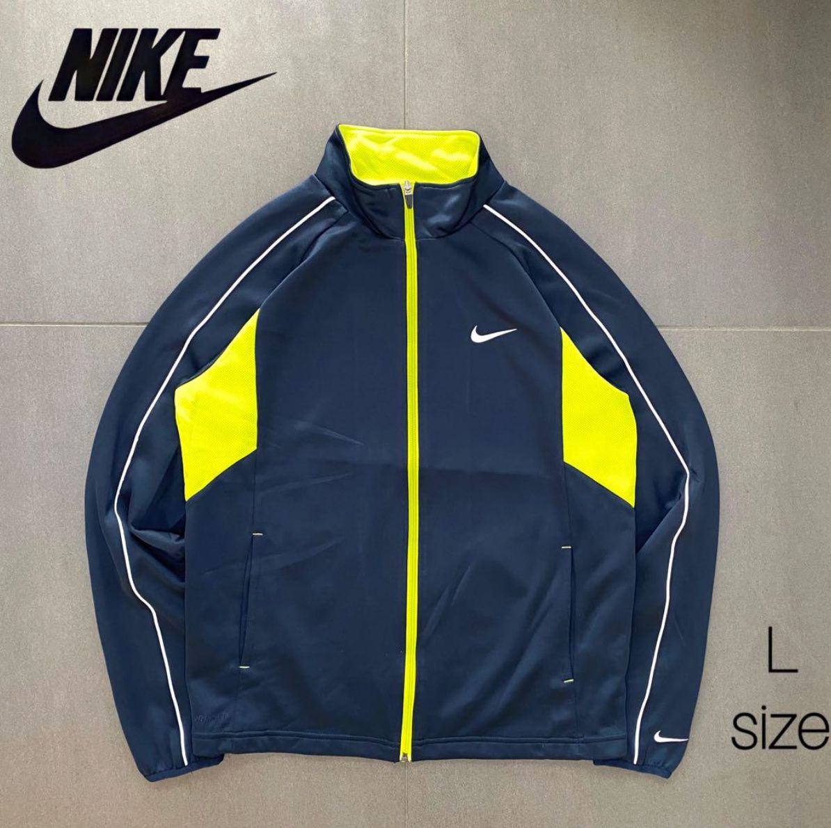 NIKE ワンポイント刺繍 パイピング ジップアップ トラックジャケット L