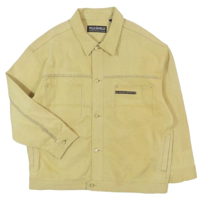 90s 00s Vintage PELLE PELLE by MARC BUCHANAN ペレペレ マーク ブキャナン ステッチ デニム ジャケット ブルゾン ジージャン Gジャン オールド ビンテージ アーカイブ archive XL イエロー系 メンズ