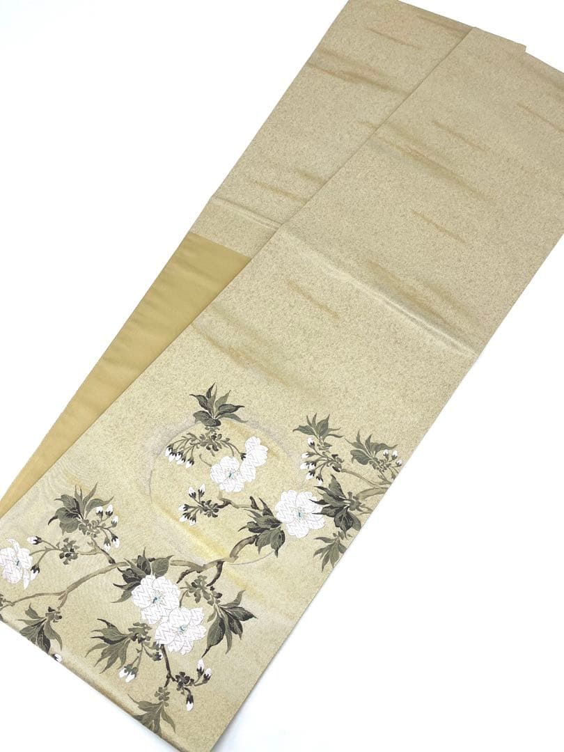 袋帯 落款入 金彩 銀彩 桜 月 正絹 お太鼓柄 - メルカリ