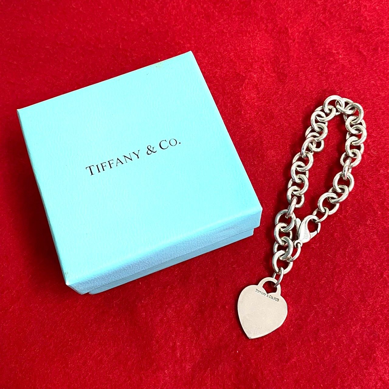 極 美品 保存箱付き TIFFANY&Co. ティファニー ハート プレート シルバー925 チェーン ブレスレット シルバー 22724 - メルカリ