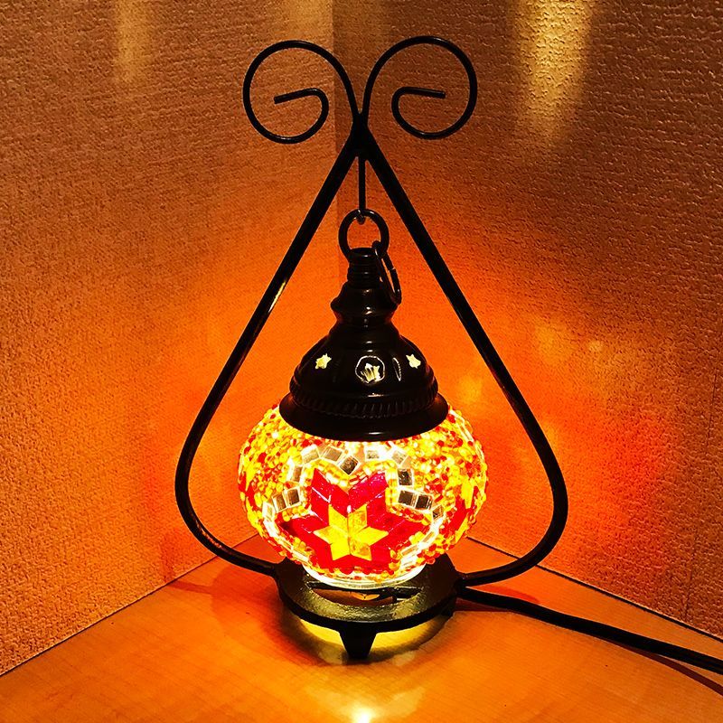 ガラス玉選べる】トルコランプSサイズ 人気 卓上ラウンド型 モザイク