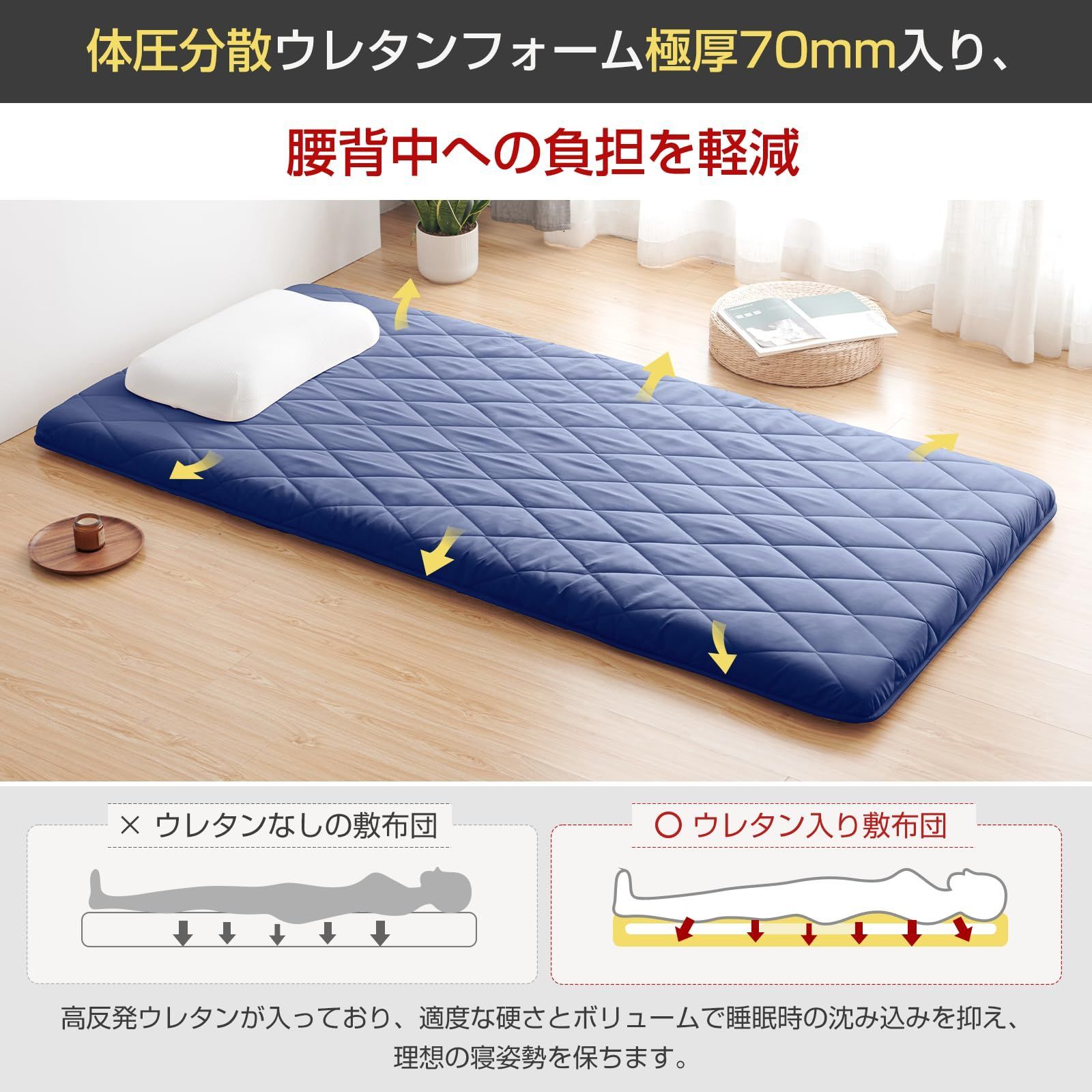 高反発ウレタン入り 巻綿使用