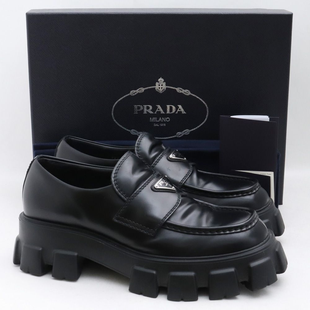 28.5cm相当 PRADA モノリスブラッシュドレザーローファー - メルカリ