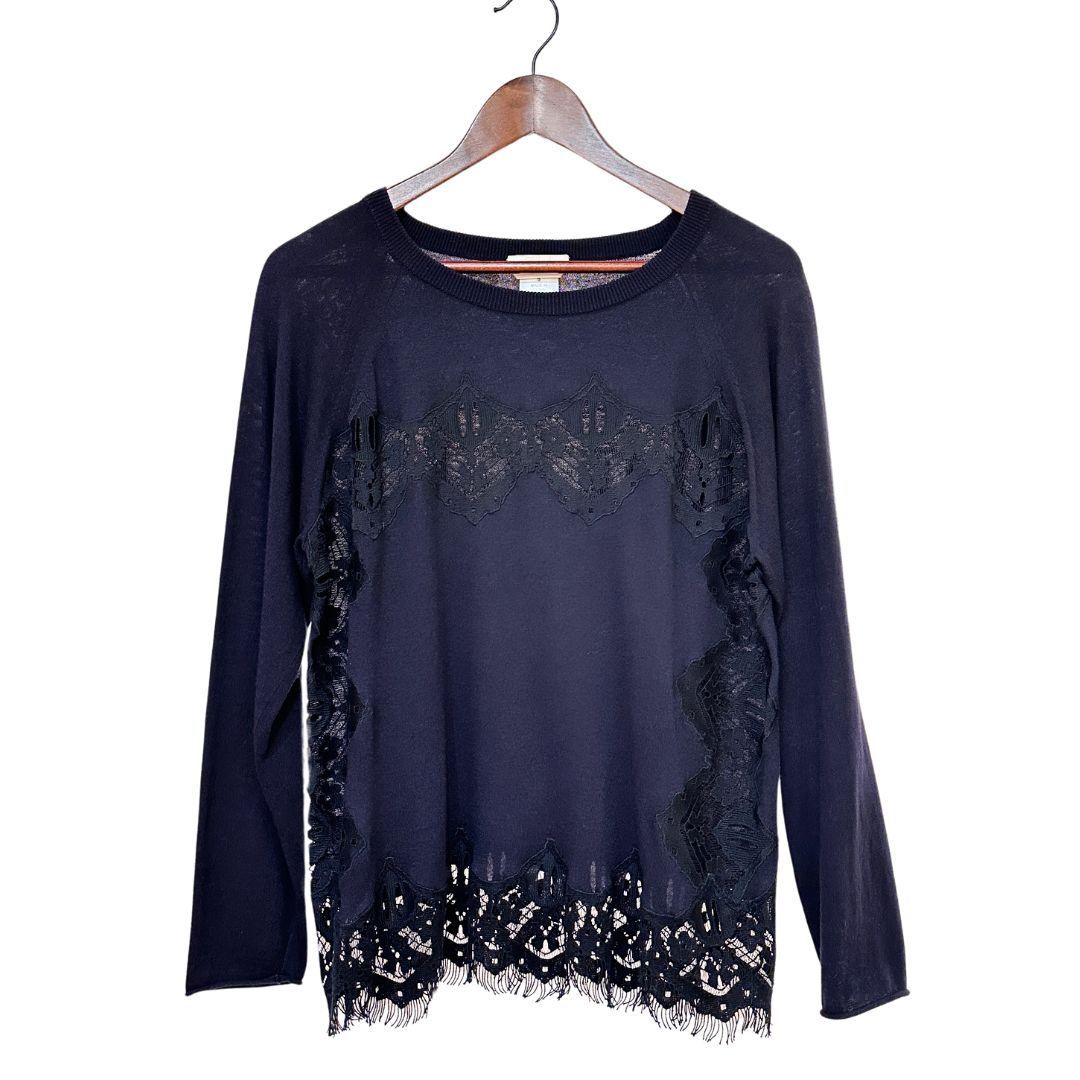 Chloe クロエ 【lay3924M】 16AW サイズS コットンシルクレースニットセーター トップス レディース ブランド BLK 黒 ブラック MR Chloe クロエ 16AW サイズS コットンシルクレースニットセーター