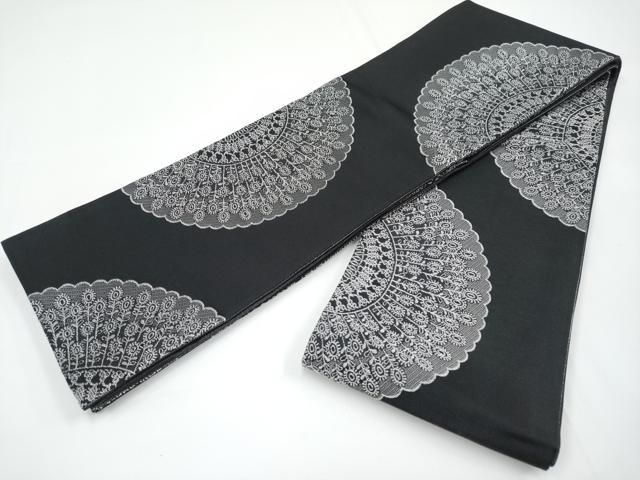 平和屋着物 上 こむさでもーど COMME CA DU MODE 両面 半幅帯 花鳥間道 黒地 CYAA3176s5