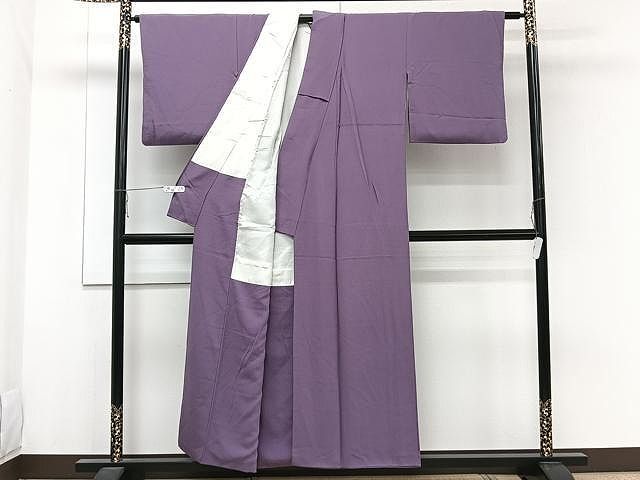 平和屋着物○上質な紬 色無地 似せ紫色 正絹 逸品 未使用 AAAY6585zg