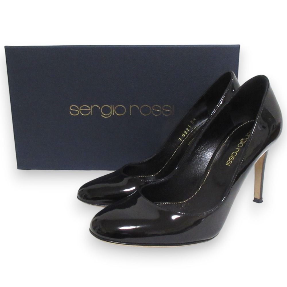 美品 Sergio Rossi セルジオロッシ パテントレザー ラウンドトゥ 美品 Sergio Rossi セルジオロッシ パテントレザー ラウンドトゥ