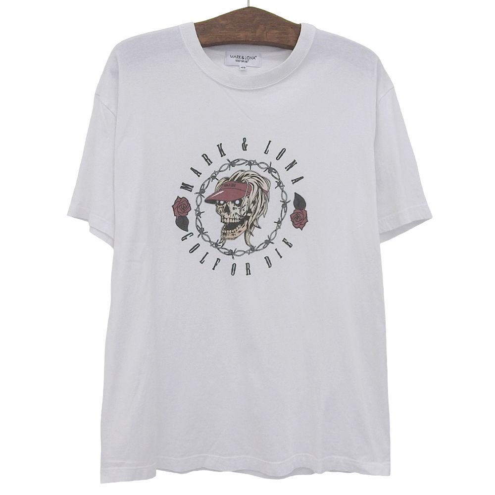 MARK-LONA マークアンドロナ Golf ＆ Roses Tee トップス メンズ ホワイト 48 MLM-4A-AA33 48