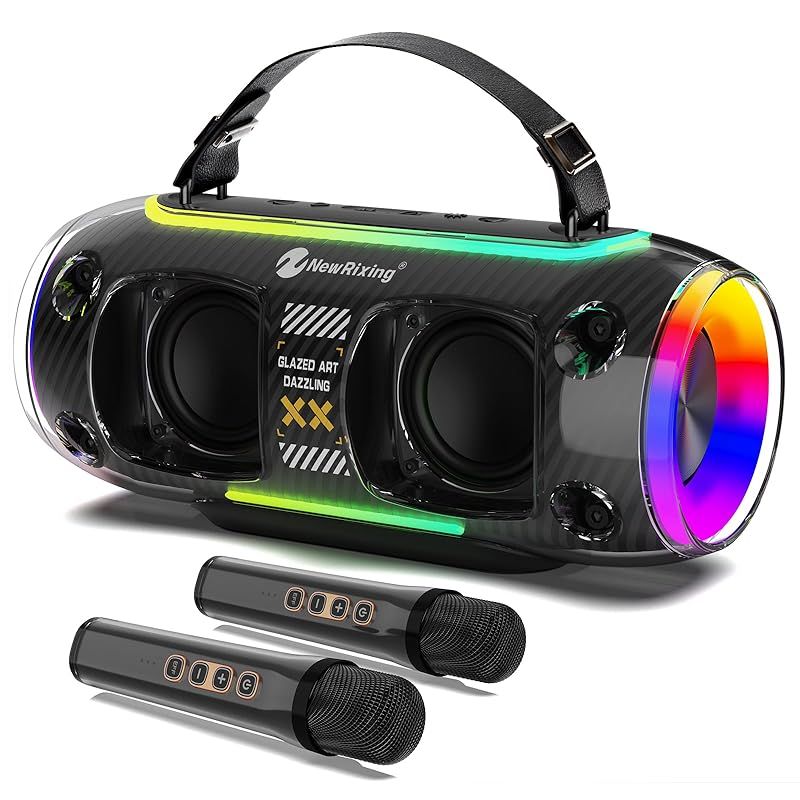カラオケセット家庭用カラオケ30W大出力スピーカー IPX5 防水 充電式スピーカーマイク２本BT5.3 TWS機能 重低音強化機能 ノイズ抑制技術 6-8時間連続音楽再生 ピクニック カラオケ ライブパフォーマンス スピーチ 教場 お祭りなど適用 贈り物 0