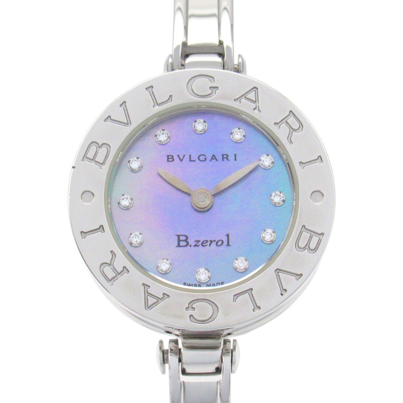 ブルガリ BVLGARI 腕時計 B-zero1 12Pダイヤ BZ22S ブルーシェル ステンレススチール B-zero1 12Pダイヤ レディース Used A