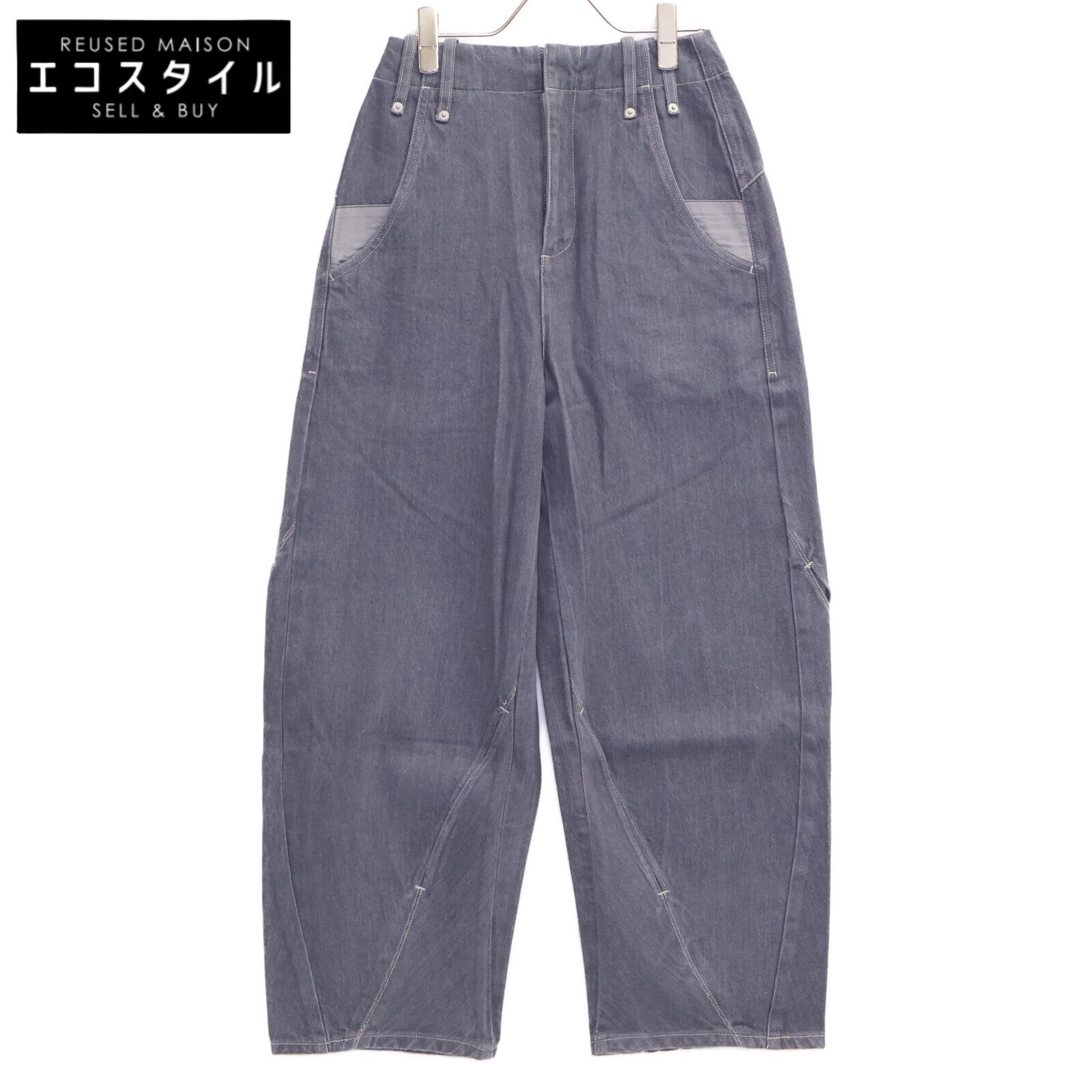 LIVINGTONE リヴィントーン LT-NAJA-06 グレー NAJA Crazy pattern with slit デニムパンツ 34