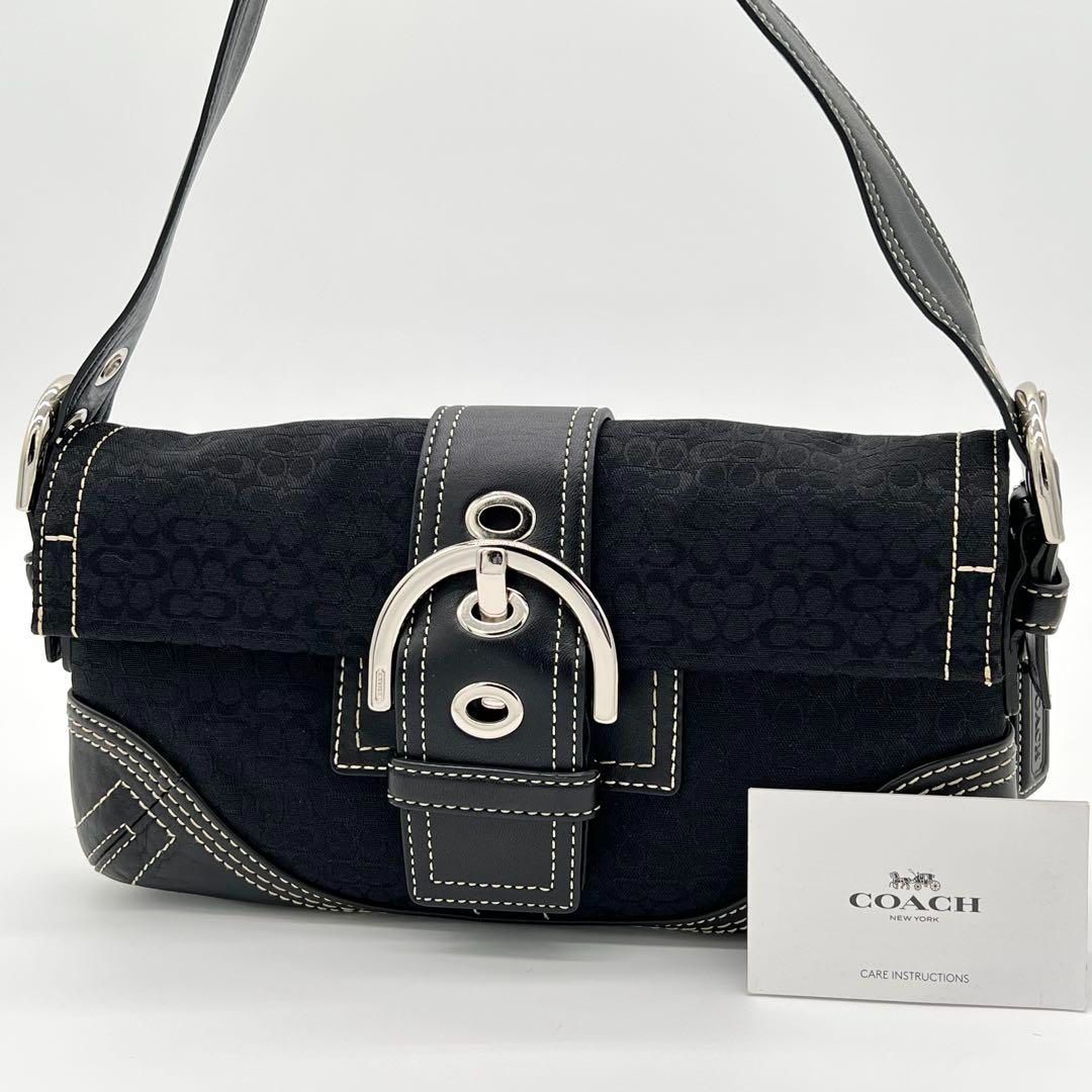 COACH ソーホー マイクロシグネチャー セミショルダーバッグ 黒