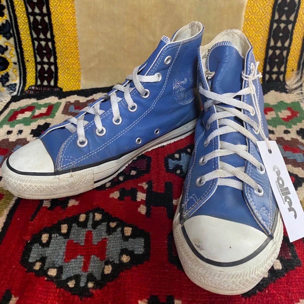 90s USA converse レザー　ハイカット　ブルー 90s USA converse レザー ハイカット ブルー - メルカリ