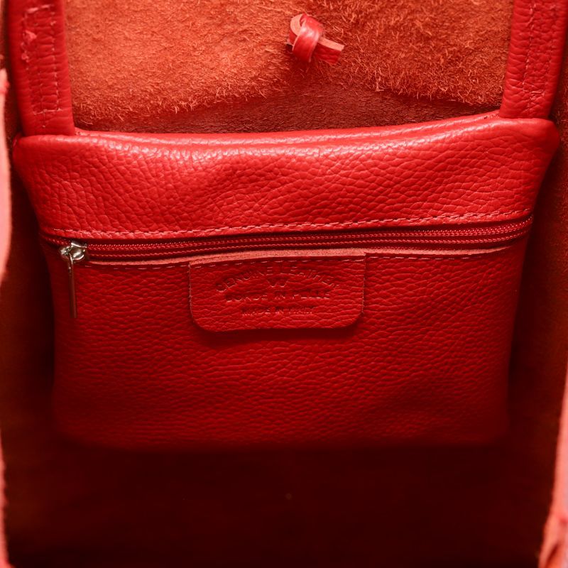 トートバッグ イタリア製 切りっぱなし 本革 レッド 赤