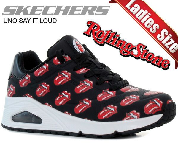 スケッチャーズ ウノ ザ ローリング ストーンズ SKECHERS UNO SAY IT LOUD BLACK|RED 177964-bkrd ブラック レディース コラボレッド 厚底