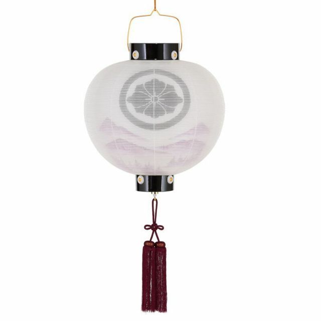 盆提灯 八女提灯 家紋承り提灯 行灯 家紋入り 綾型蒔絵絹無地 12号 （P27)(8406-12003yk) 盆提灯 八女提灯 家紋承り提灯 行灯 家紋入り 銘木桜絹二重無地 12号