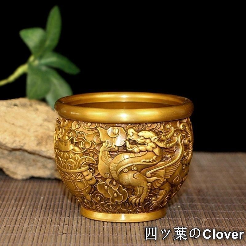 銅 細工 レリーフ招財風水麒麟壺玄関 客間 書斎 装飾品 工芸品 置物 美術品・アンティーク・コレクション 銅 細工 レリーフ招財風水麒麟壺