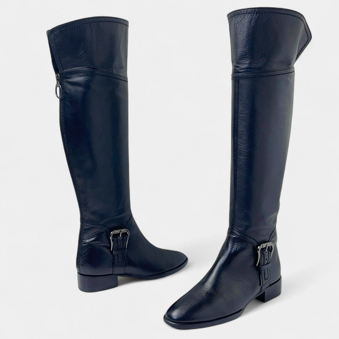 リーガル ロングブーツ ブラック バックジップ ベルト バックル