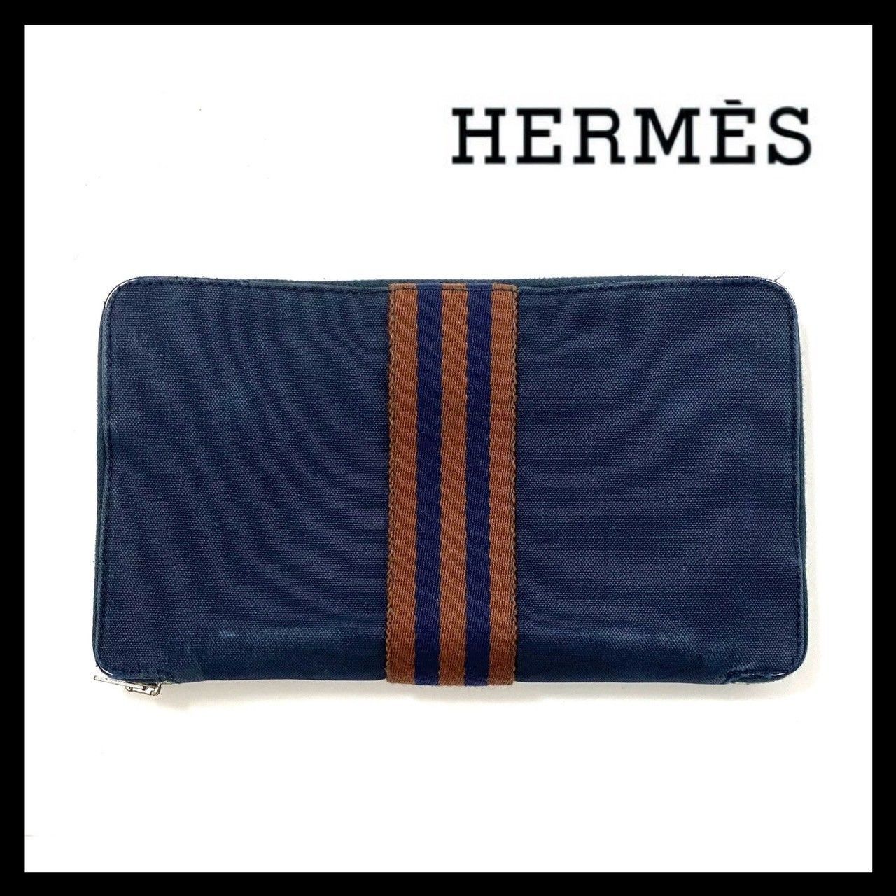 CH【HERMES】フールトゥ パース GM エールライン ネイビー