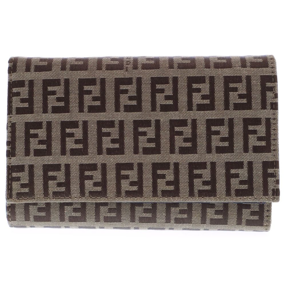 FENDI (フェンディ) ズッカ柄 キャンバス ウォレット 二つ折り財布 ブラウン/ベージュ 8M0029