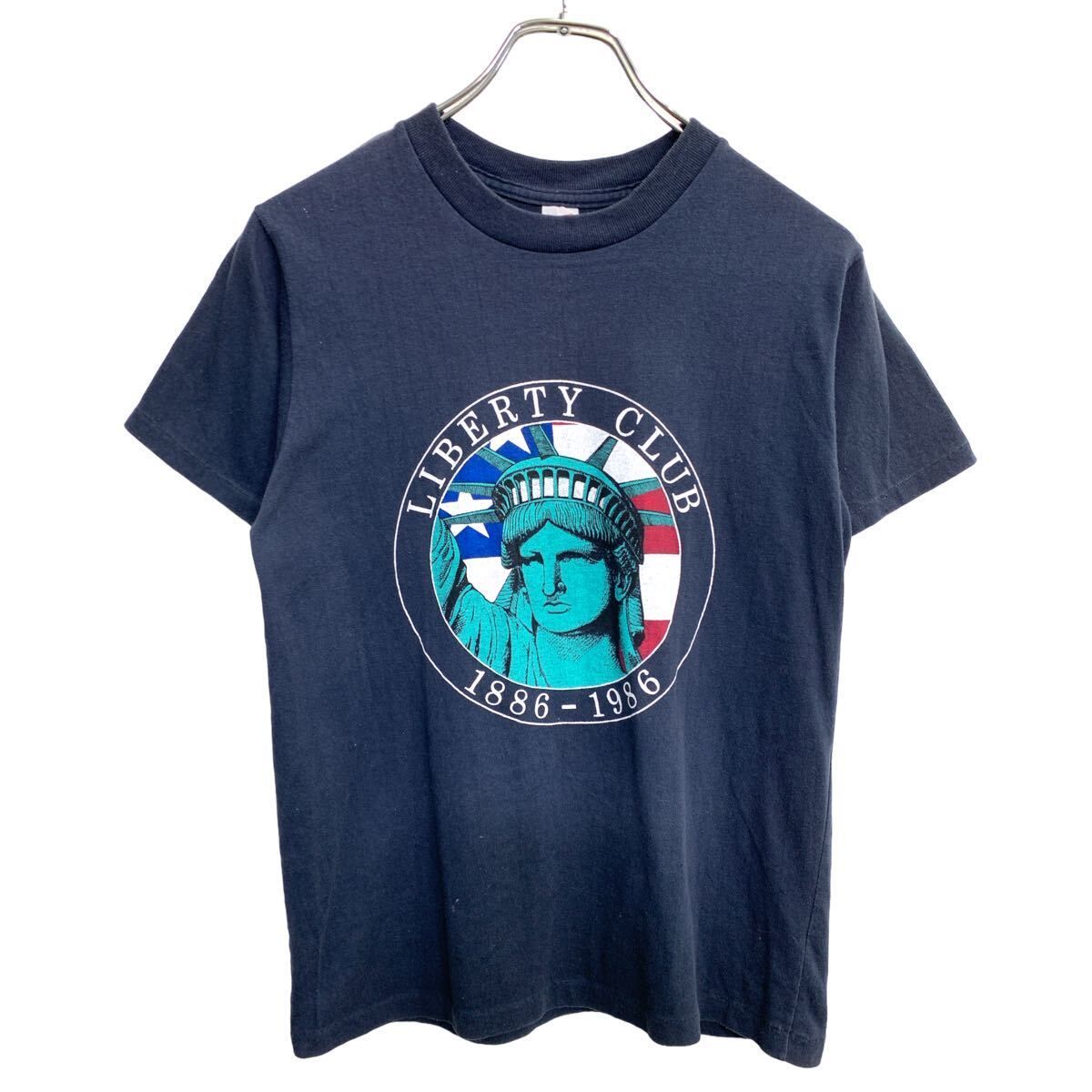 Textile Prrnts 半袖 プリント Tシャツ Mサイズ シングルステッチ ネイビー USA製 古着卸 アメリカ仕入 t2408-3755
