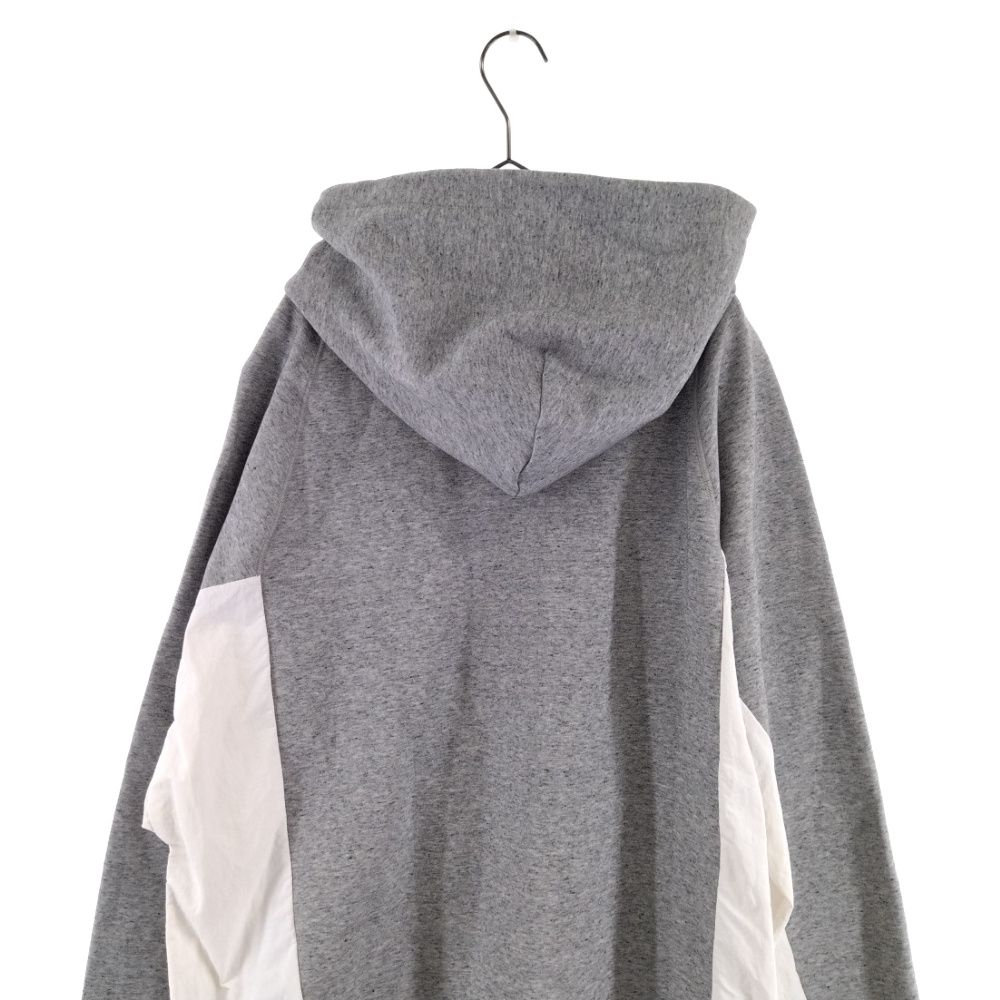 Sacai (サカイ) 21AW ×NIKE NYLON DOCCING SWEAT HOODIE CV5727-063 ×ナイキ  ナイロンドッキングスウェットプルオーバーフーディ 再構築パーカー ヘザーグレー