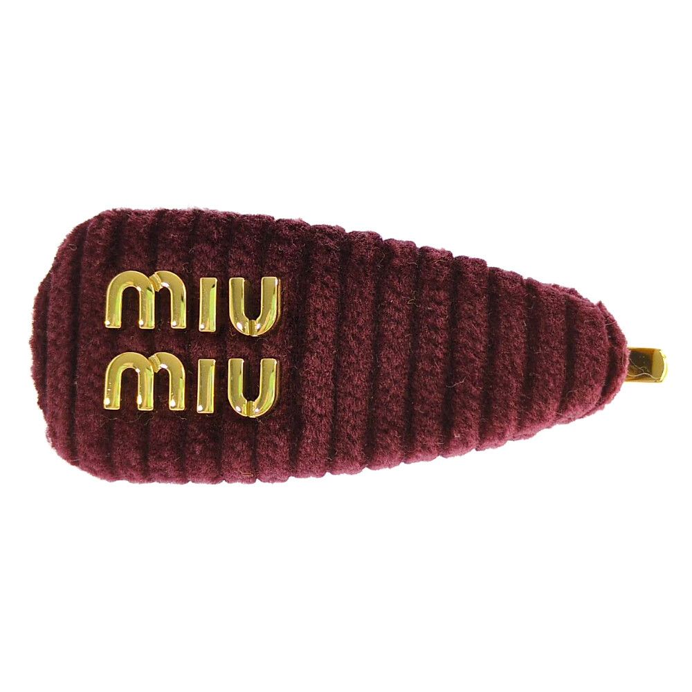 miu miu ミュウミュウ ロゴ コーデュロイ バレッタ ヘアピン ヘア ヘッド 5IF188_2IEK_F04UM ボルドー ♀ A レディース 593846