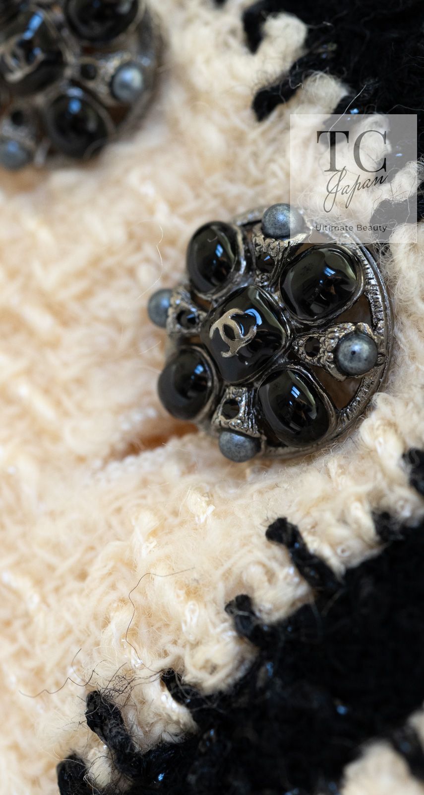 シャネル ジャケット スーツ CHANEL アイボリー ブラック