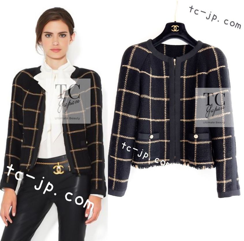 CHANEL シャネルジャケット　ブラック　サイズ40 CHANEL シャネル ノーカラージャケット レディース40 ブラック