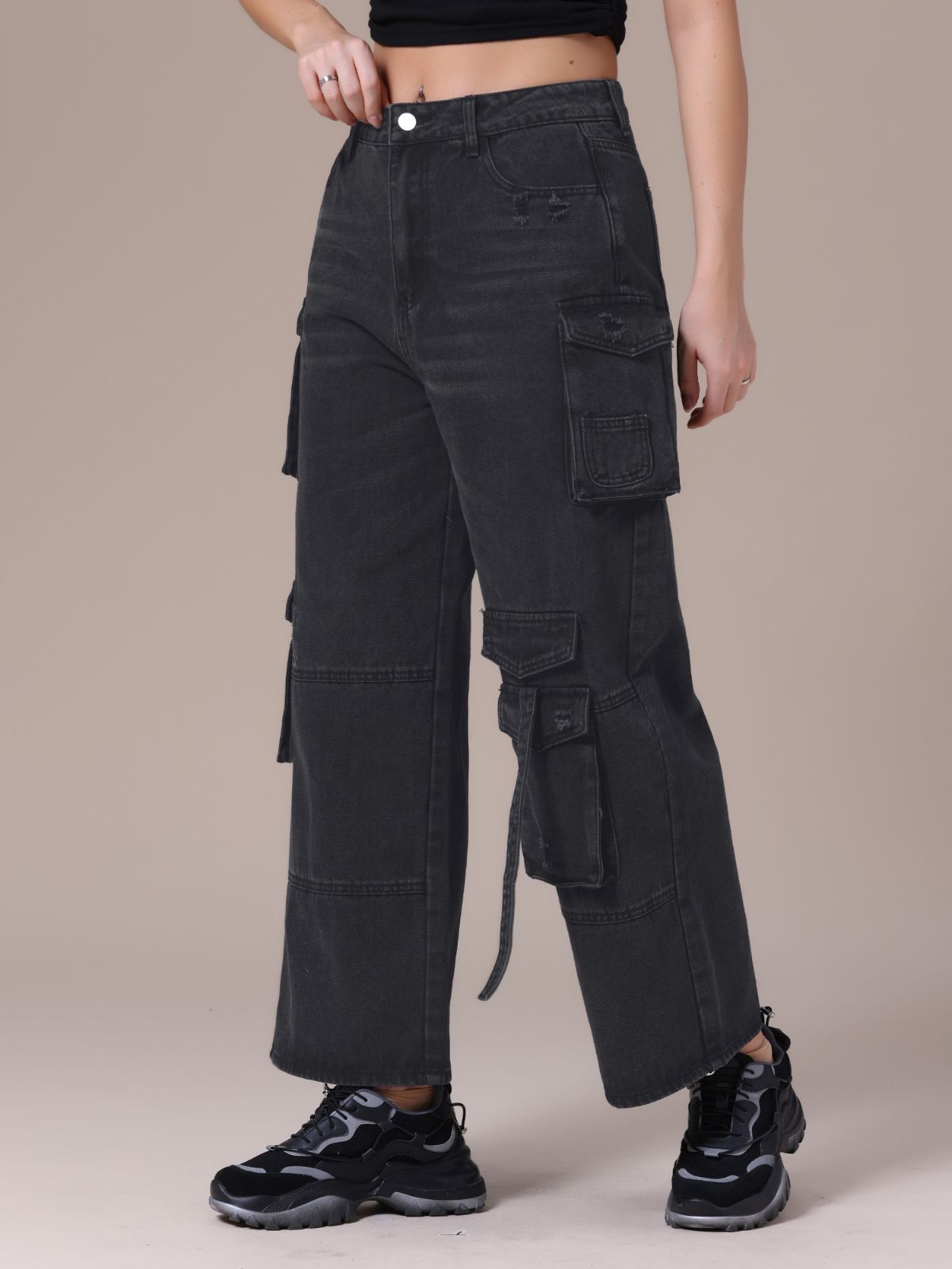 CIDER◆ミッドライズ◆ポケット◆カーゴ◆バギー◆ジーンズ Straight Leg Jeans City Chic Denim Mid Waist Baggy Jeans For