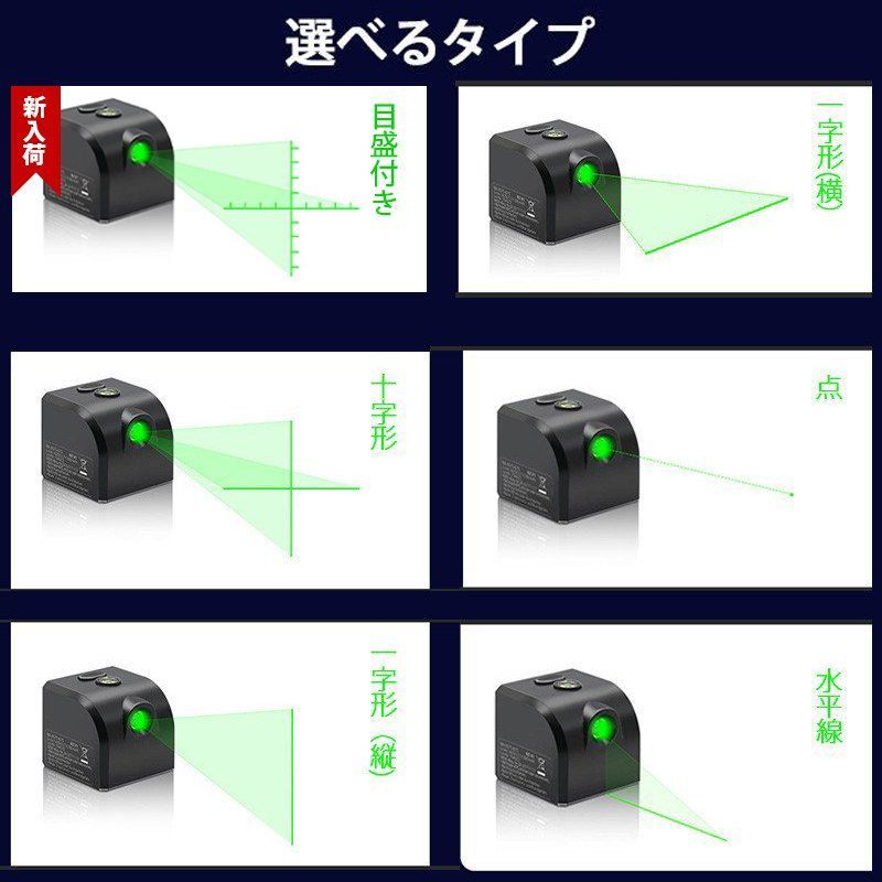 目盛り付き レーザー墨出し器 墨出し器 小型 usb充電式水平器 グリーンレーザー 水準器 屋外 屋内 精確 縦 横 クロスライン 受光器  グリーンライト コンパクト usb充電 強力磁石 多用途 多様ライン 工事 内装適用 能率を上げる - メルカリ