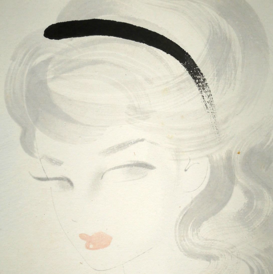 【ＧＩＮＺＡ絵画館】送料無料！洋画の巨匠・東郷青児　水彩画３号・フルーツを持つ婦人像・１点もの Yahoo!オークション -「東郷青児」(水彩) (絵画)の落札相場・落札価格