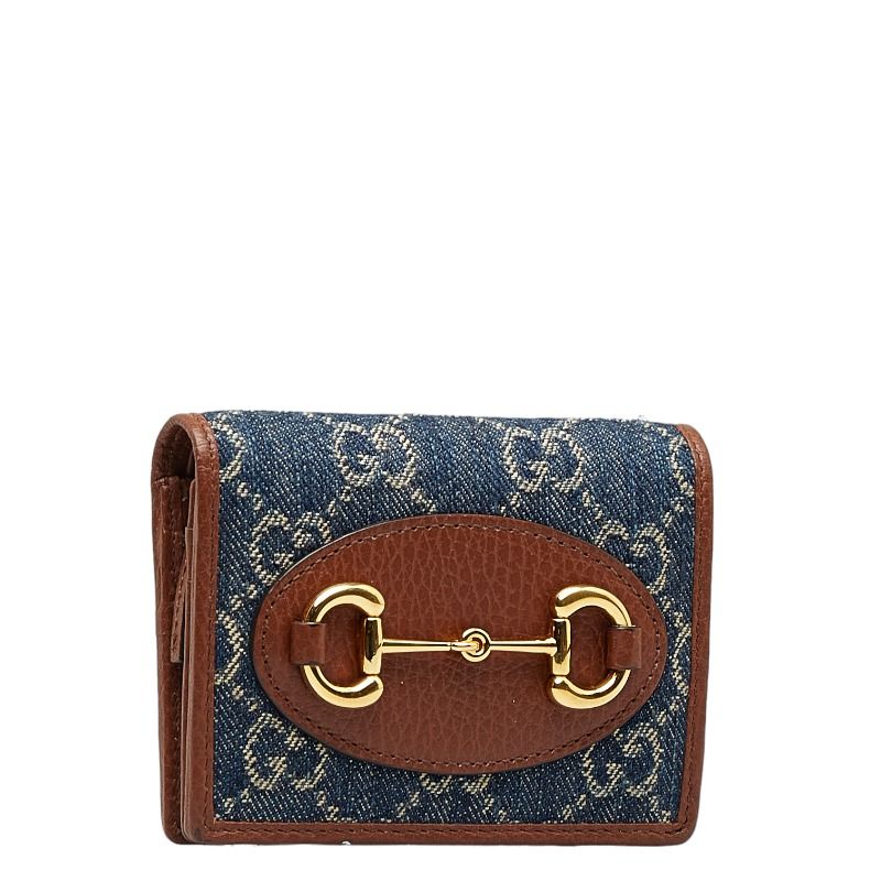 グッチ GGデニム ホースビット 1955 二つ折り財布 コンパクト