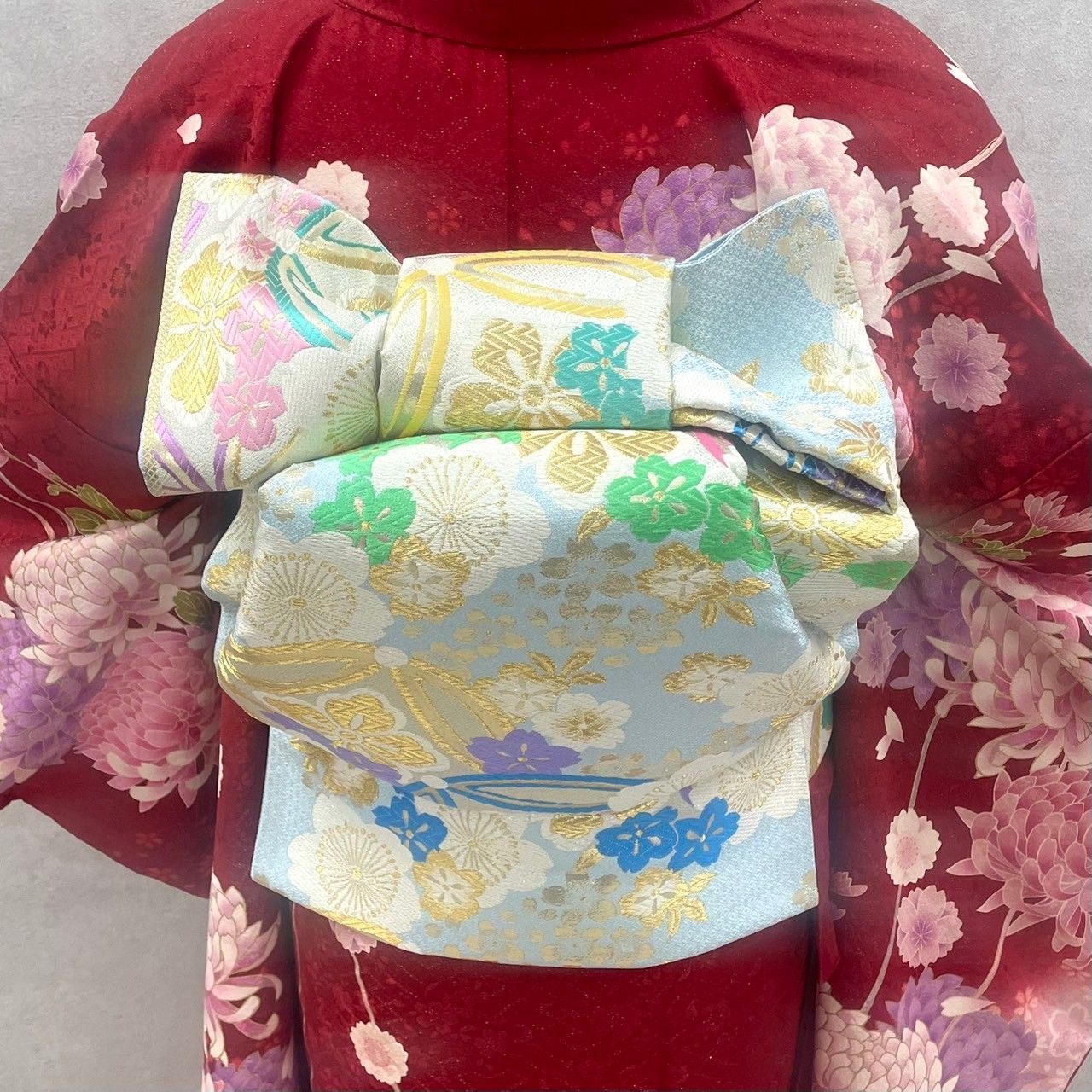 振袖　長襦袢2点セット草花文　正絹　逸品 振袖長襦袢2点セット草花文正絹逸品
