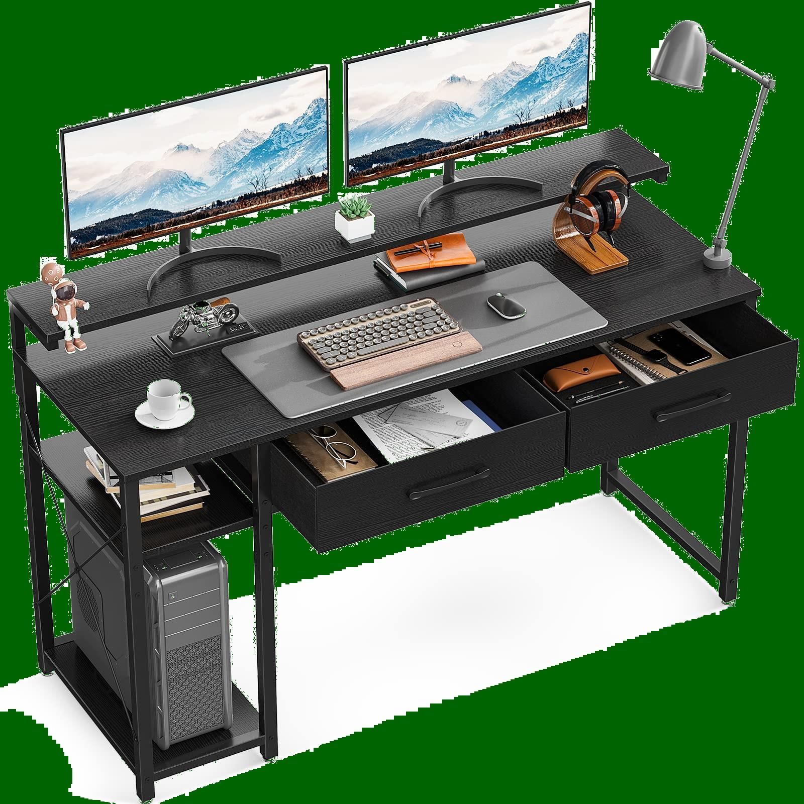 DOMICON パソコンデスク l字 ゲーミングデスク 黒 幅119cm 4段階  