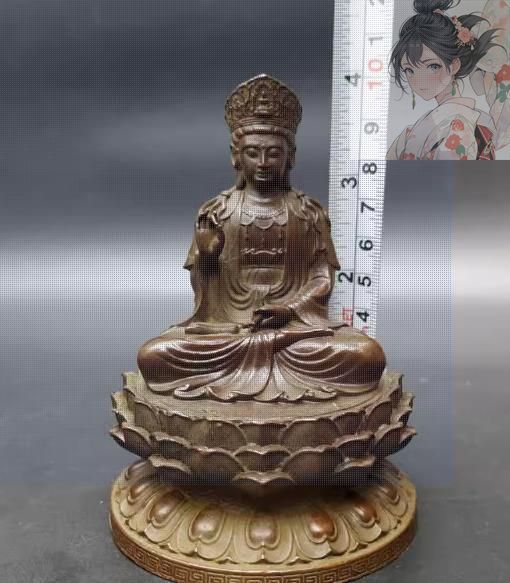 坐蓮観音菩薩仏像 銅細工 仏教美術 装飾品 工芸品 美術品 置物
