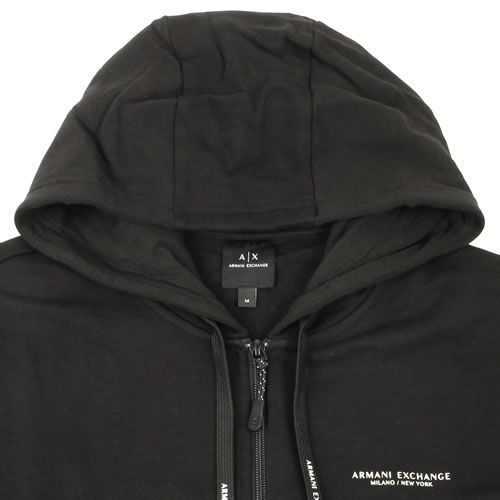 EMPORIO ARMANI 黒 ジャンパー Hooded, semi-aniline nappa lambskin blouson with full-length