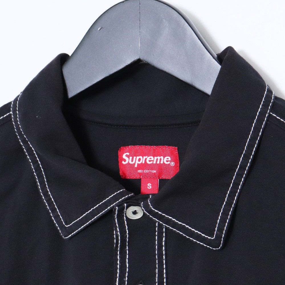 SUPREME Contrast stitch Polo Sサイズ ブラック - メルカリ