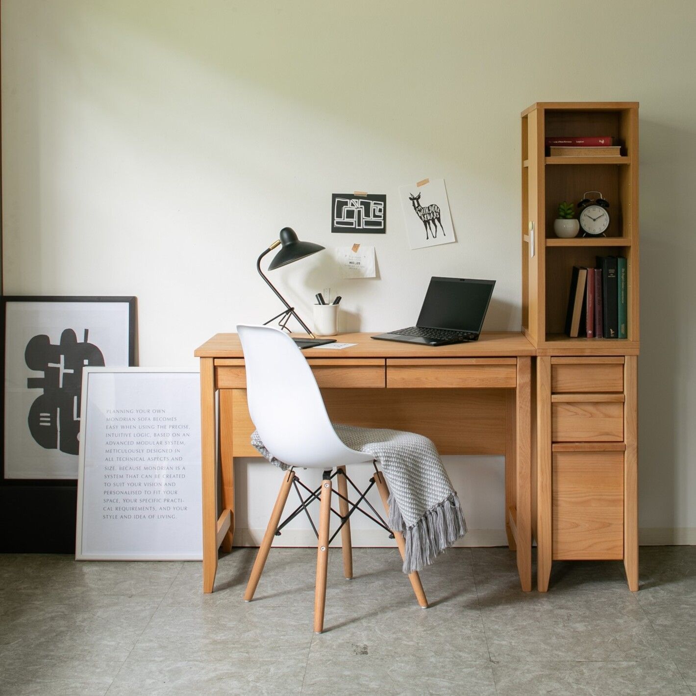 アルダー材 机 オイル塗装 引き出し付き アルダー材 机 オイル塗装