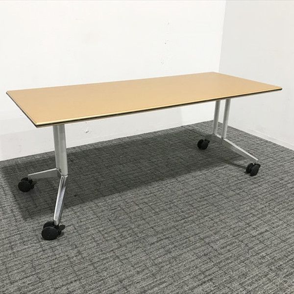 ミーティングテーブル 完成品 キャスター付 会議机 Wilkhahn ウィルクハーン ブラウン  平テーブル