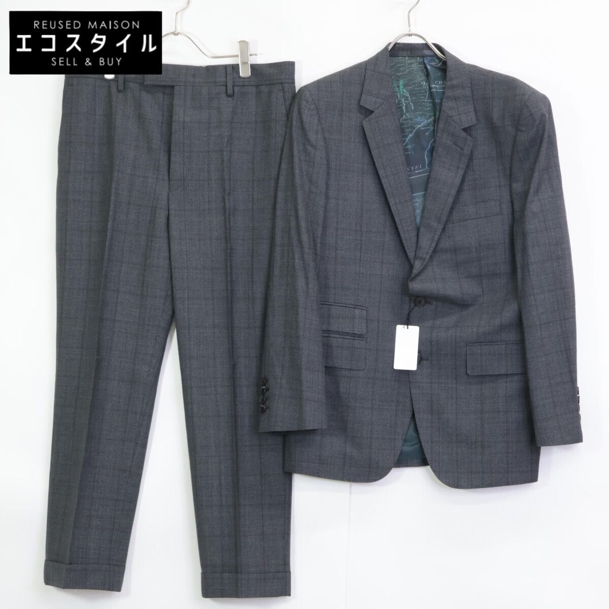 PaulSmith ポールスミス 123880 ｸﾞﾚﾝﾁｪｯｸ 裏地ﾌﾟﾘﾝﾄ ｾｯﾄｱｯﾌﾟ L