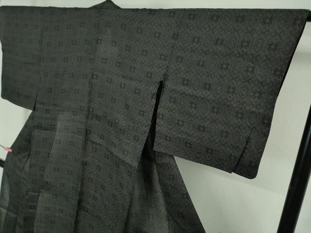 平和屋本店■極上　夏物　石川県指定無形文化財　能登上布　本麻手織上布　亀甲花文　青褐色地　逸品　DZAA9672kh5 平和屋着物□極上 夏物 石川県指定無形文化財 能登上布 本麻手織上布