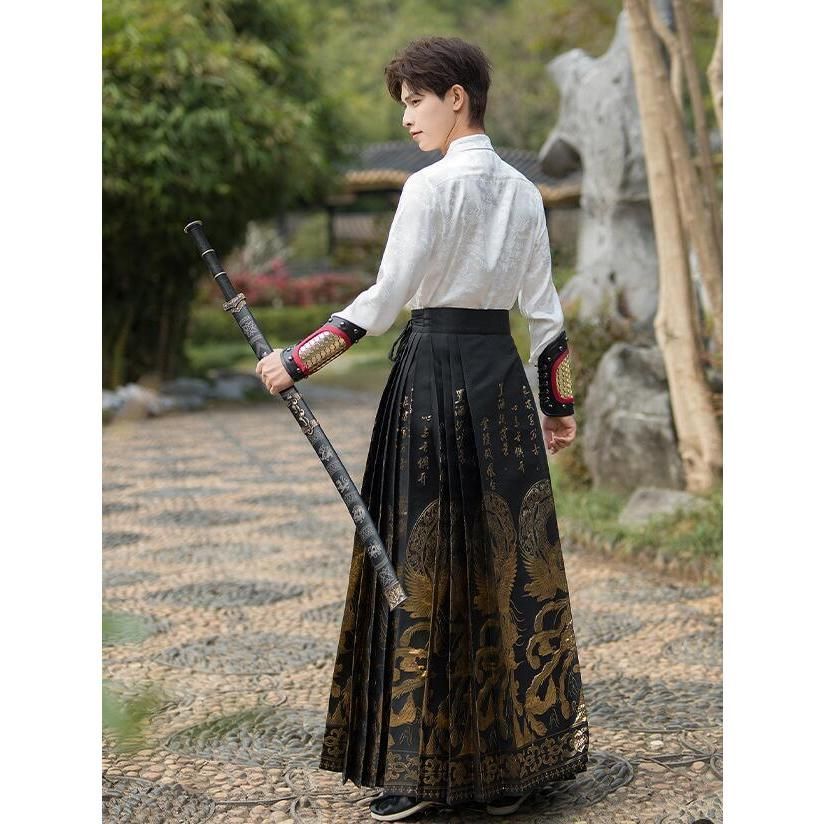 都内23区配達無料 カップル漢服唐装 メンズレディース中華伝統的漢服 ロング丈プリーツシャツ チャイナブラウス 龍柄刺繍 メンズ中華古風コスプレ衣装 30日間返品交換可能！