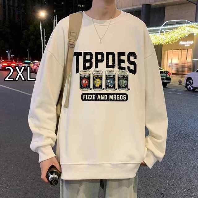 [2XL]春 コーデ メンズ 用 服 シンプル ファッション 大人 紳士服 ストリート カジュアル ゆったり 大きいサイズ ラウンドネック 春秋 スウェットシャツ  カジュアル 通勤スタイル 重ね着コーデ ゆったりシルエット さらっと着 普段使い