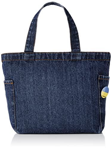 [エフスタイル] トートバッグ 国旗缶バッジ付 デニムマルチトート ブルー