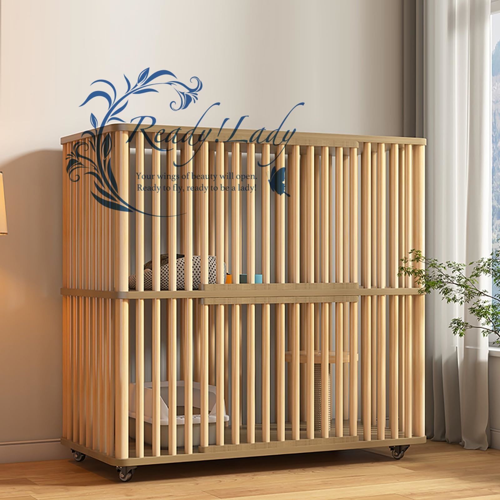 猫 ケージ 木製 猫 ケージ 猫 ゲージ キャットケージ 2段 大型 スリム キャスター 走防止 多頭飼い ケージ 組立簡単 室内用掃除しやすい 猫 ケージ おしゃれ 112cm