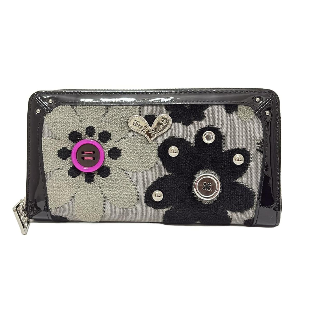 ThinkBee(シンクビー) 長財布美品 - 黒×グレー×マルチ フラワー