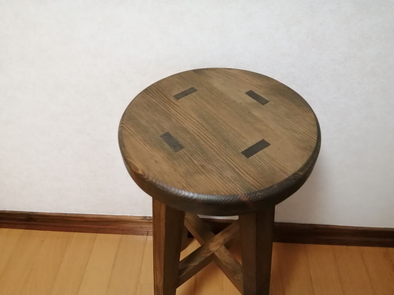 【ほぞ組】木製スツール　高さ40cm　丸椅子　stool